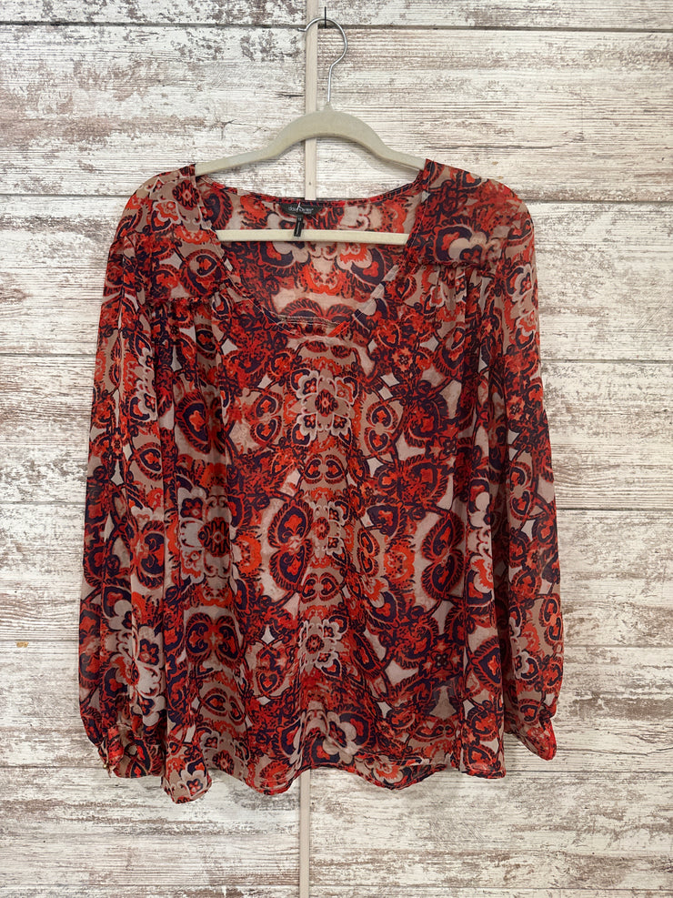 ORANGE/NAVY SHEER LONG SLEEVE