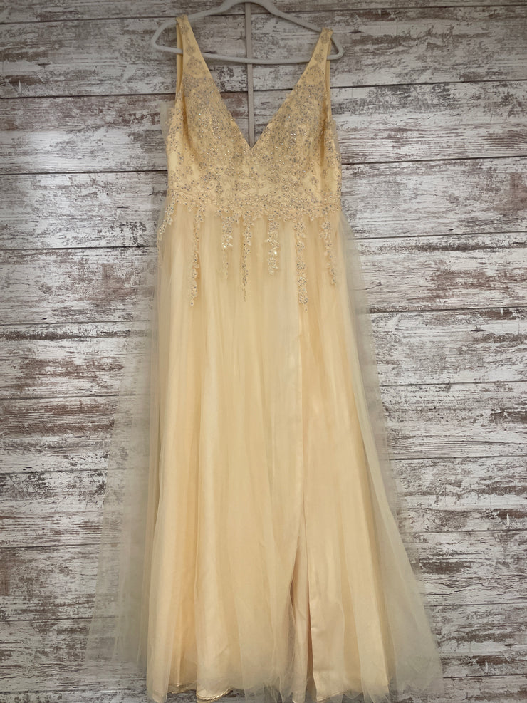 YELLOW/FLORAL A LINE GOWN