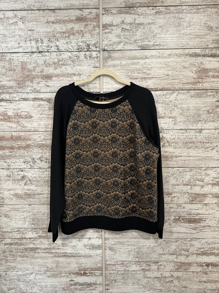 BLACK/TAN LONG SLEEVE TOP