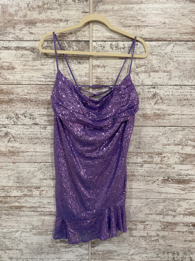 PURPLE SPARKLY SHORT DRESS