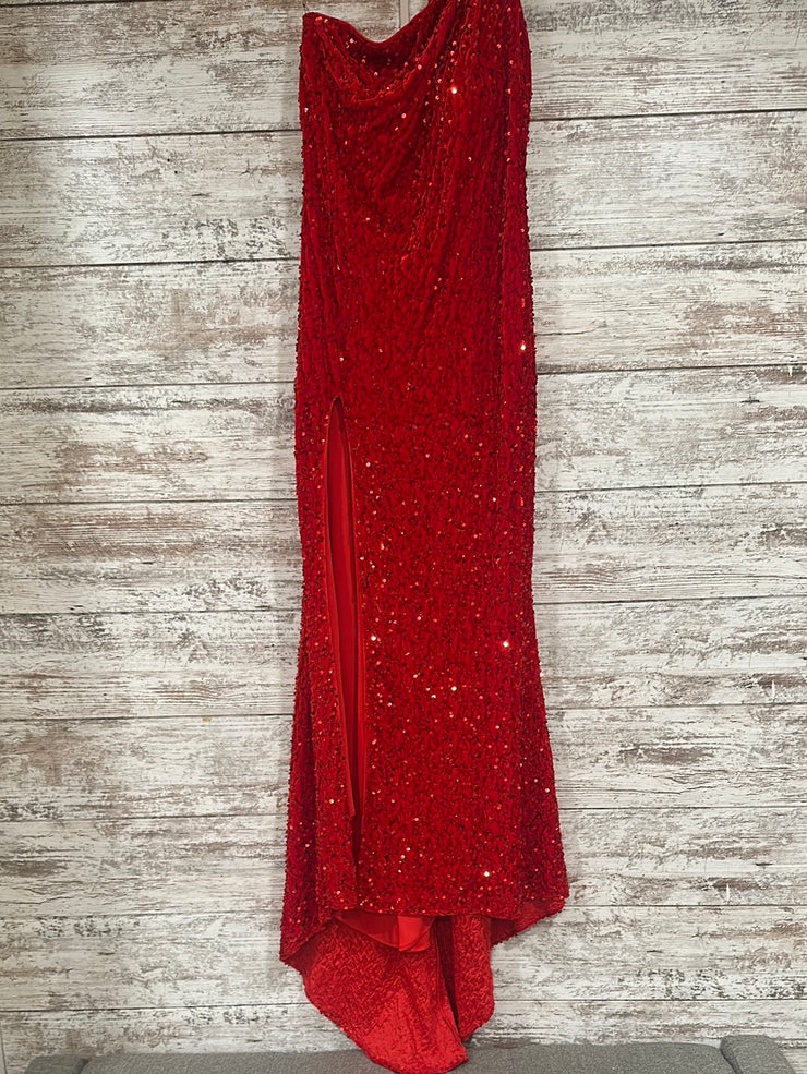 RED SEQUIN LONG EVENING GOWN