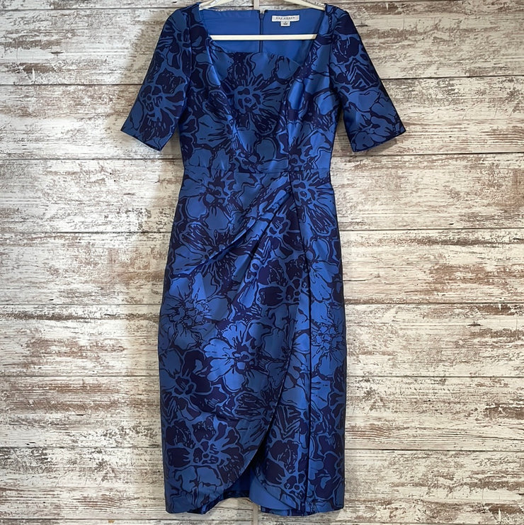 BLUE/FLORAL MIDI DRESS $348