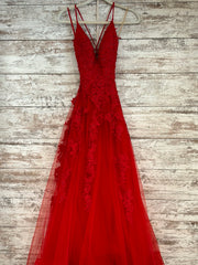 RED/FLORAL A LINE GOWN