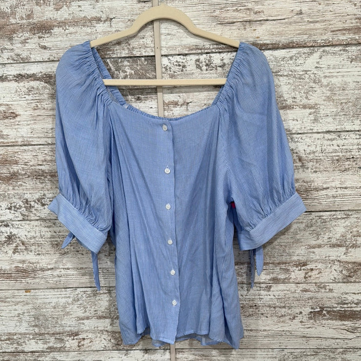 BLUE/WHITE STRIPED TOP