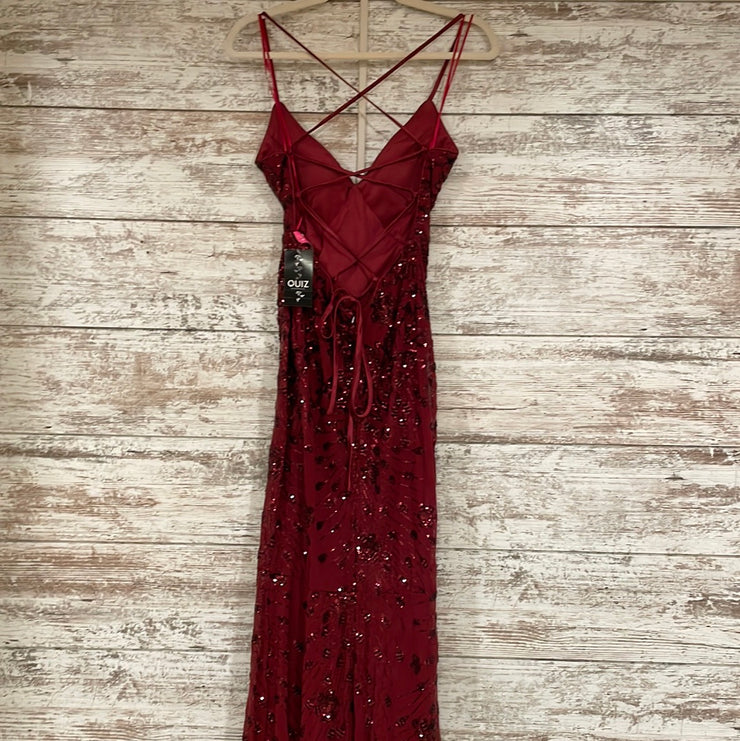 BURGUNDY SEQUIN LONG DRESS-NEW