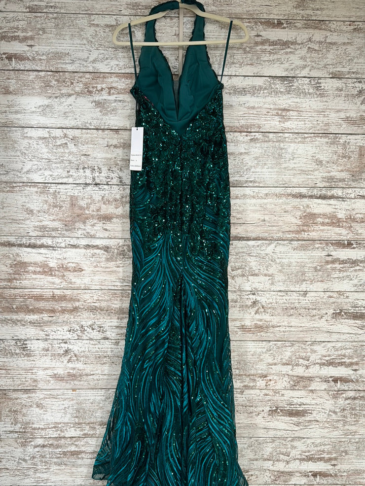 GREEN SPARKLY LONG DRESS (NEW)