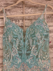 AQUA SPARKLY LONG DRESS (NEW)