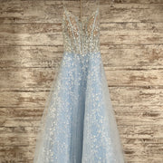 BLUE SPARKLY A LINE GOWN