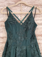GREEN/FLORAL A LINE GOWN