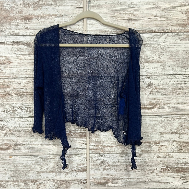 NAVY STRETCH OPEN SHRUG