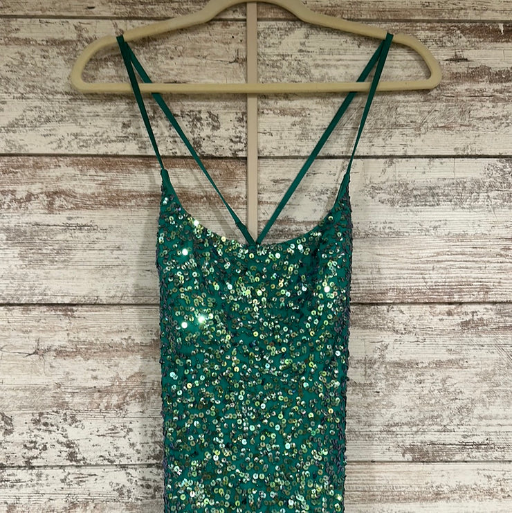 GREEN SEQUIN LONG DRESS