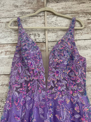 PURPLE SPARKLY A LINE GOWN