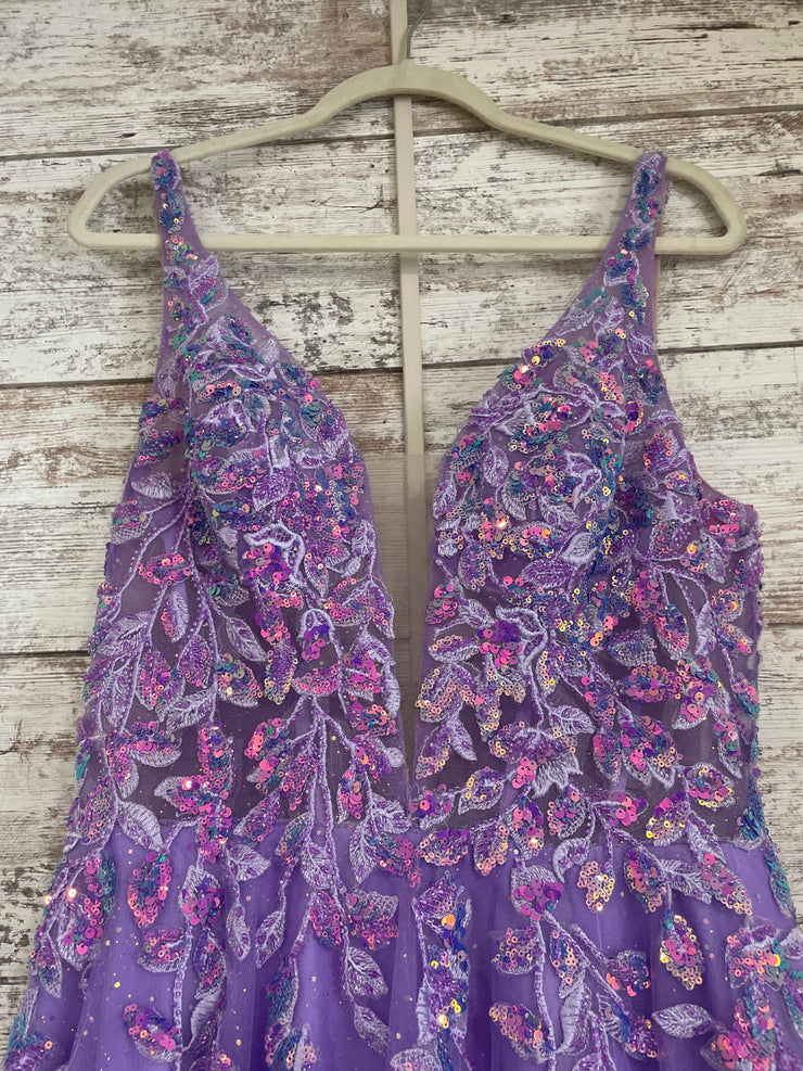 PURPLE SPARKLY A LINE GOWN