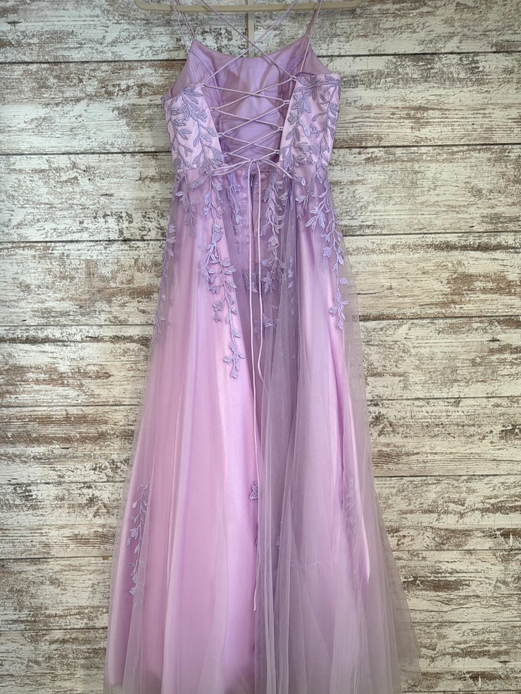 PURPLE/FLORAL A LINE GOWN