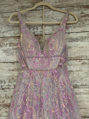 LAVENDER SPARKLY A LINE GOWN