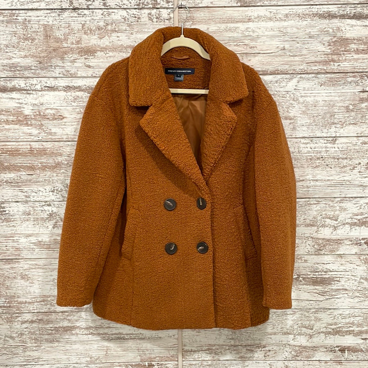 ORANGE/BROWN SHERPA COAT