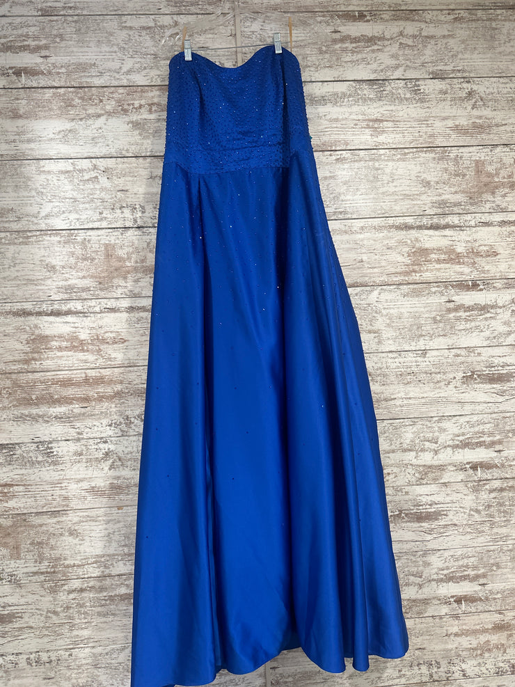 ROYAL BLUE SPARKLY A LINE GOWN