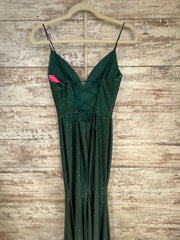 GREEN BEADED LONG EVENING GOWN