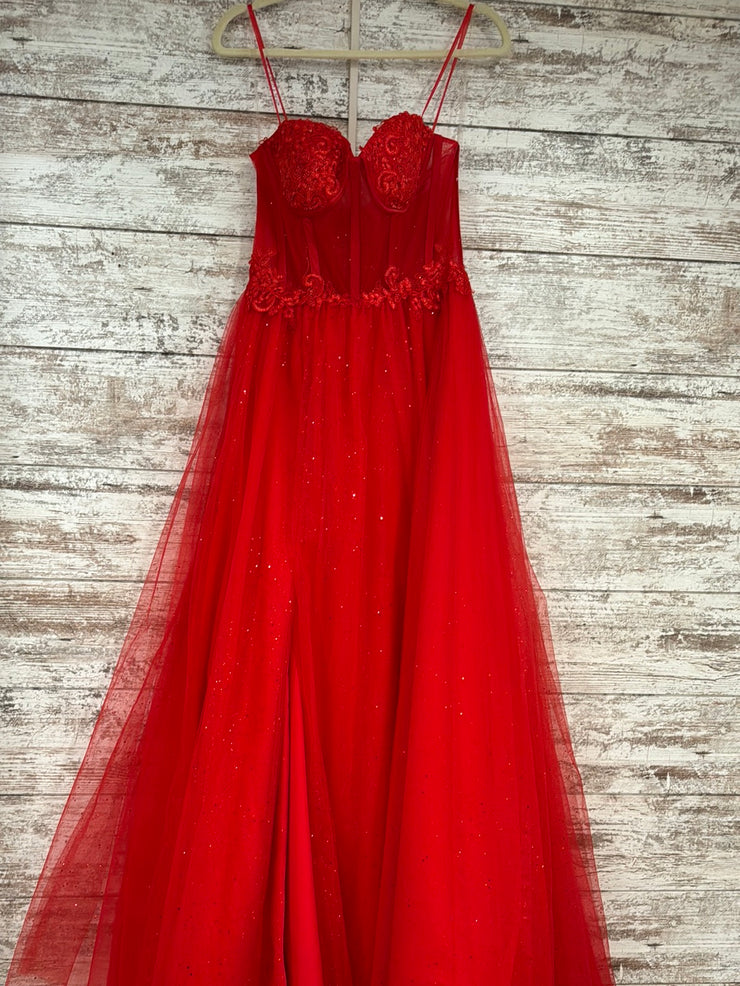 RED SPARKLY A LINE GOWN (NEW)