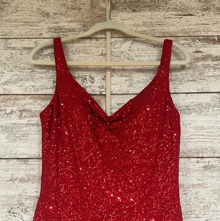 RED FULL SEQUIN LONG DRESS