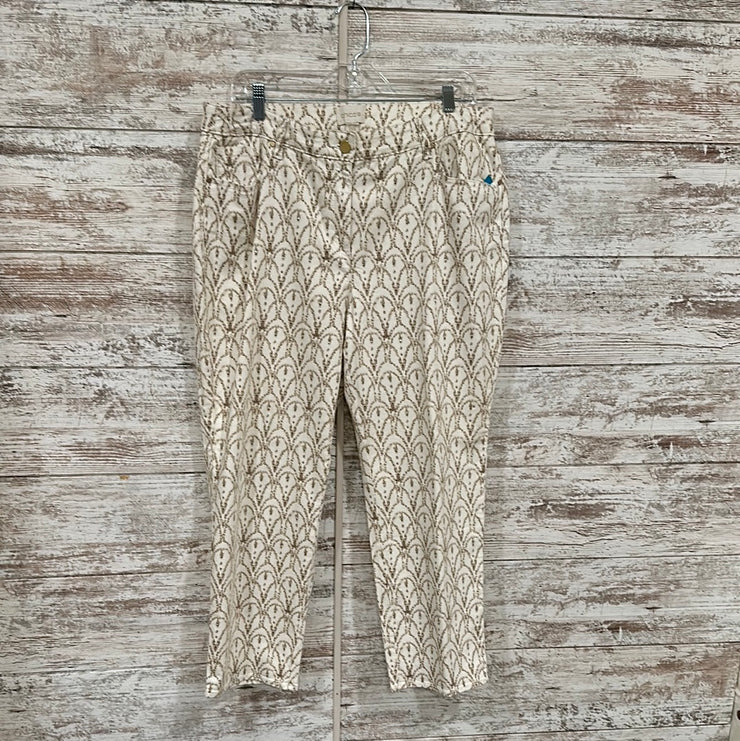 IVORY/TAN STRETCH CROP PANTS