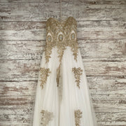 WHITE/GOLD A LINE GOWN