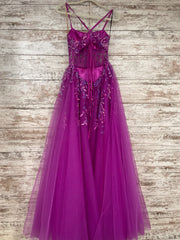 PURPLE/FLORAL A LINE GOWN -NEW