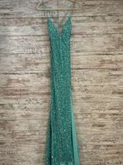 GREEN SPARKLY LONG DRESS