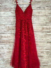 RED/FLORAL A LINE GOWN