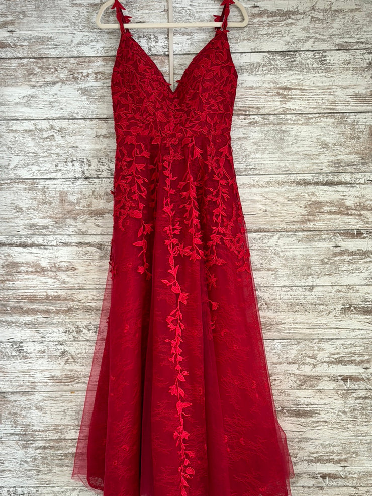 RED/FLORAL A LINE GOWN