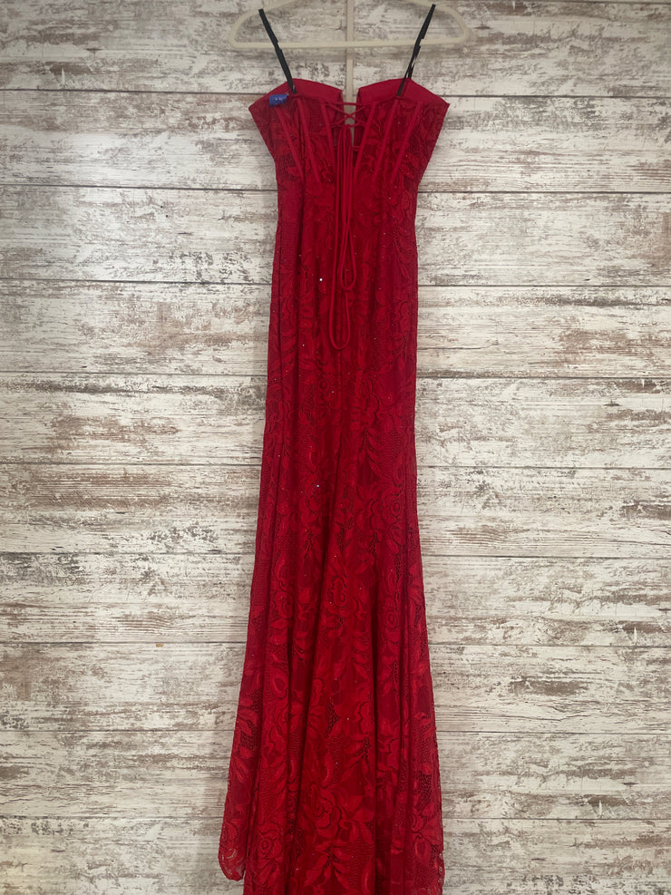 RED LACE LONG EVENING GOWN-NEW