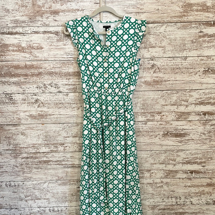 GREEN/WHITE MIDI DRESS