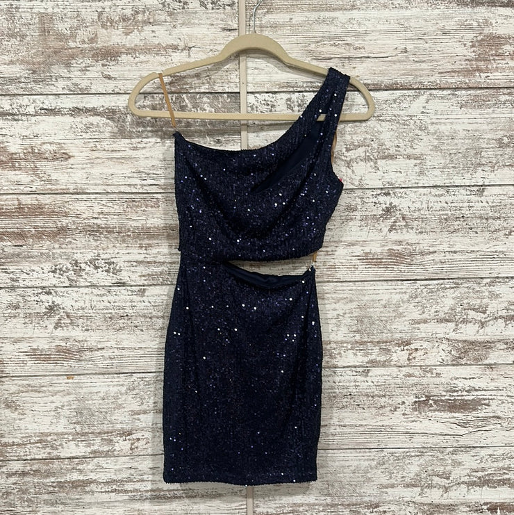 NAVY SEQUIN SHORT DRESS