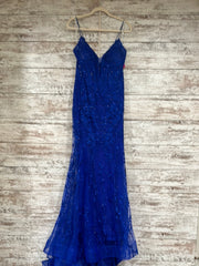 ROYAL BLUE/FLORAL LONG EVENING