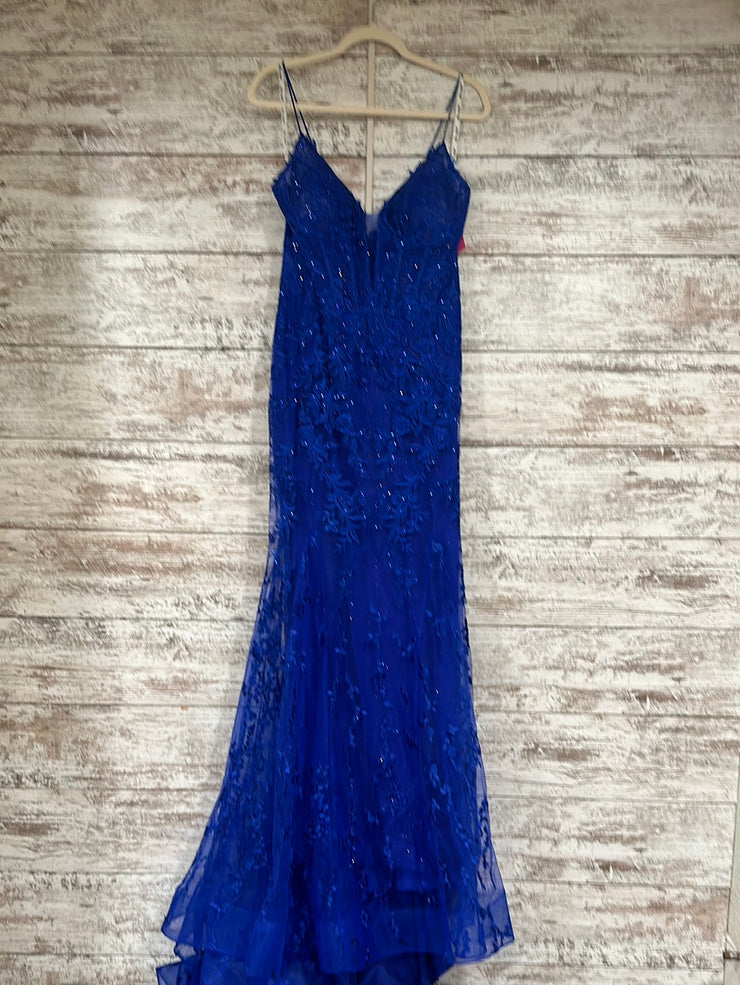 ROYAL BLUE/FLORAL LONG EVENING