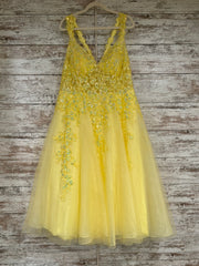 YELLOW SPARKLY A LINE GOWN