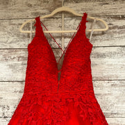 RED/FLORAL A LINE GOWN