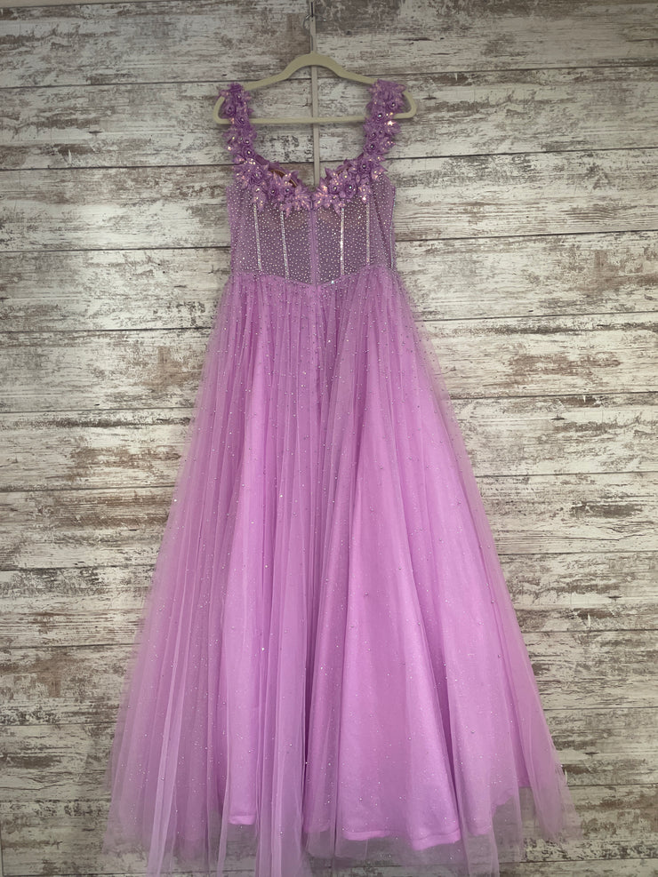 PURPLE BEADED A LINE GOWN