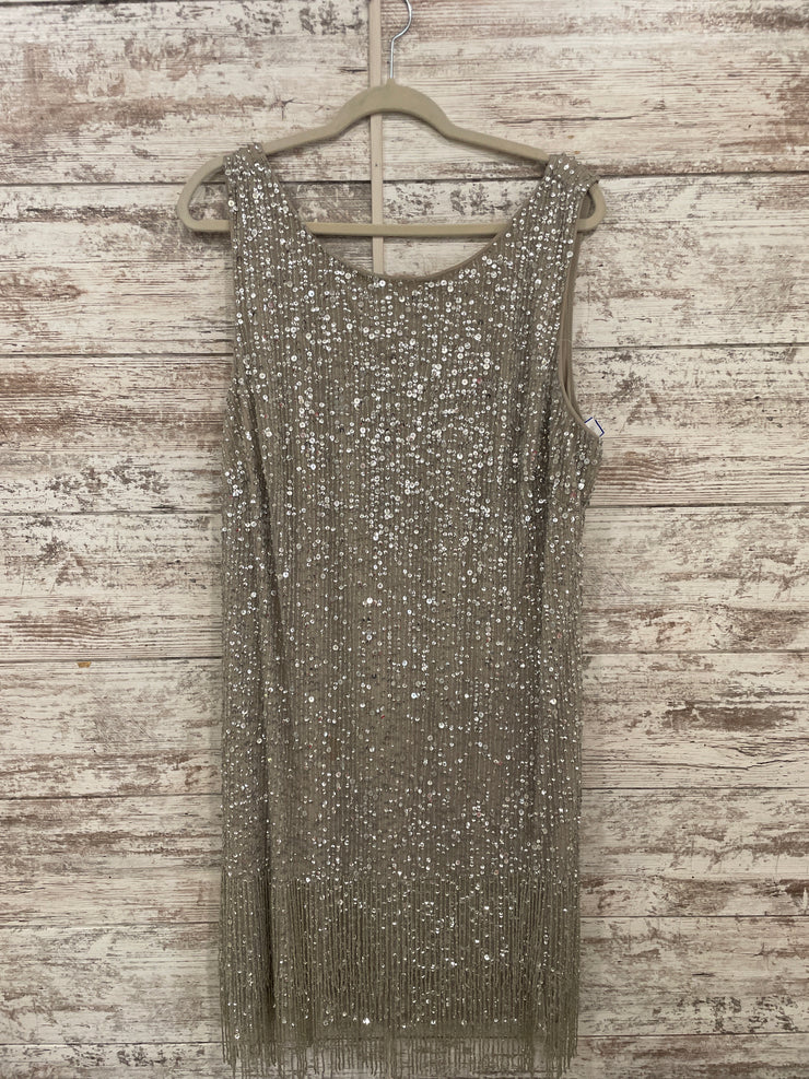 TAN BEADED SHORT DRESS (NEW)