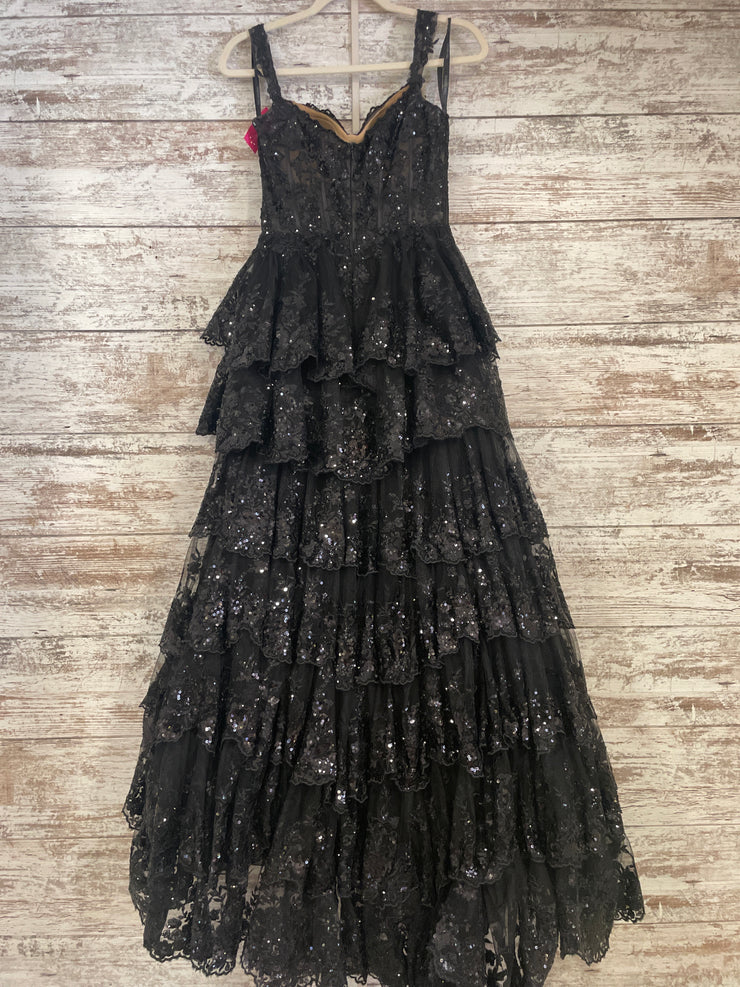 BLACK LAYERED A LINE GOWN $950
