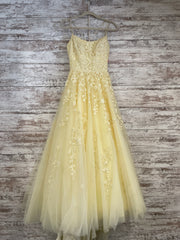 YELLOW/FLORAL A LINE GOWN
