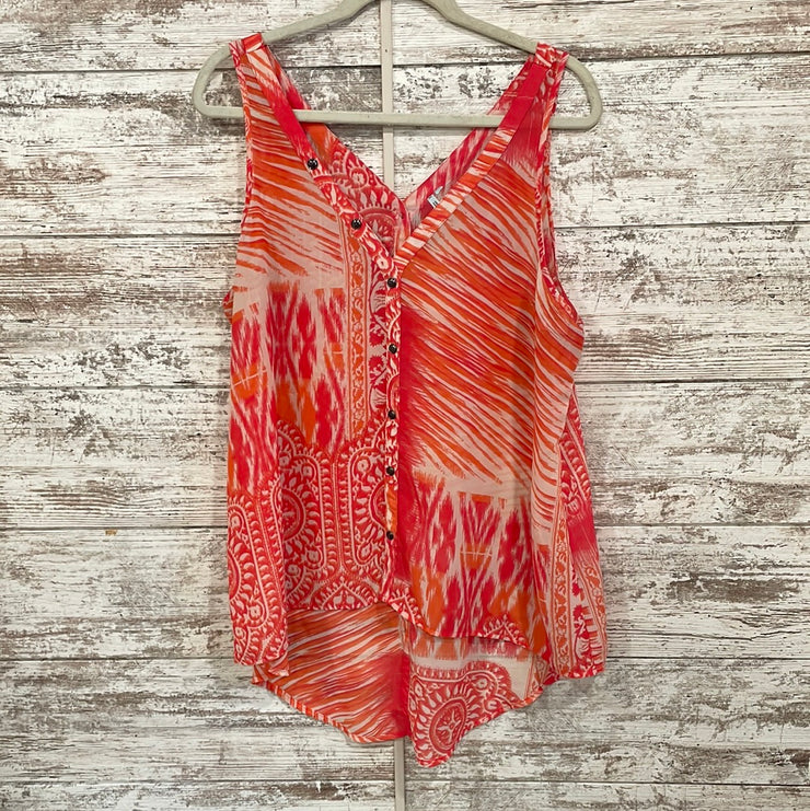 ORANGE/WHITE SLEEVELESS TOP