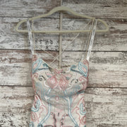 WHITE/PINK/BLUE BEADED LONG DR