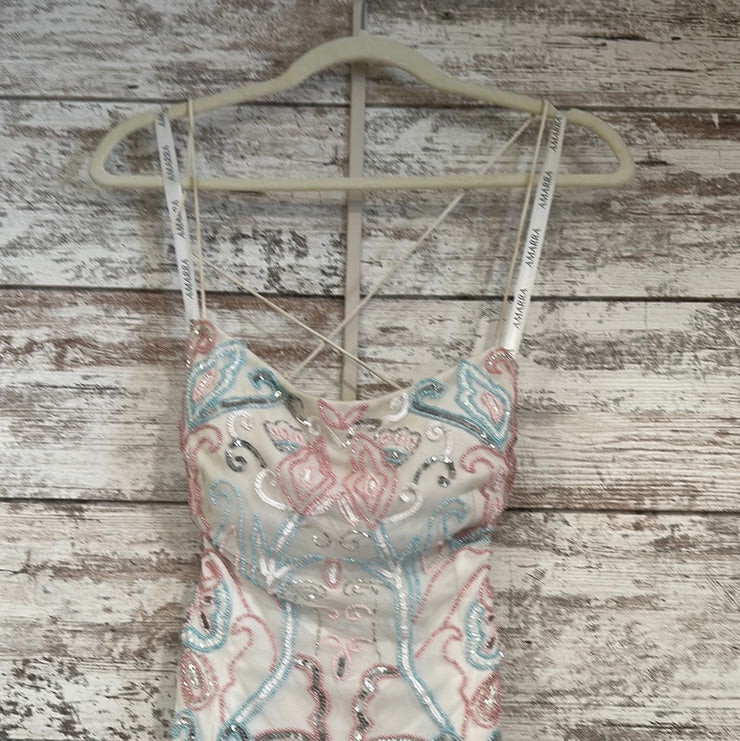 WHITE/PINK/BLUE BEADED LONG DR