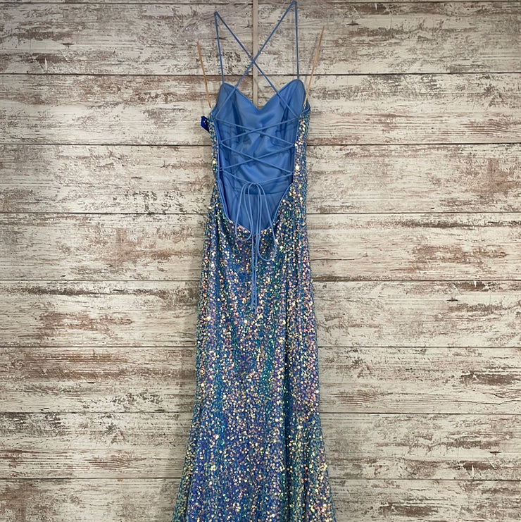 BLUE SEQUIN MERMAID GOWN