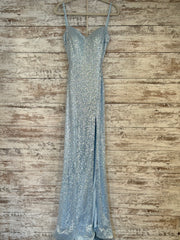 BLUE SEQUIN LONG EVENING GOWN