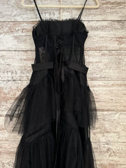 BLACK RUFFLED TIERED A LINE