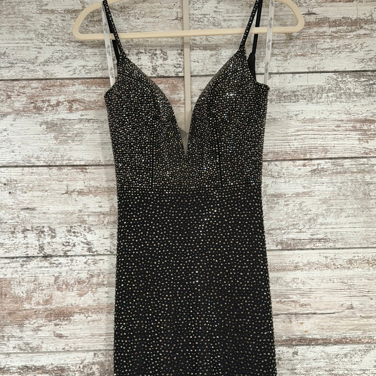BLACK BEADED SPARKLY LONG DRES