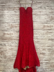 RED SPARKLY LACE MERMAID GOWN