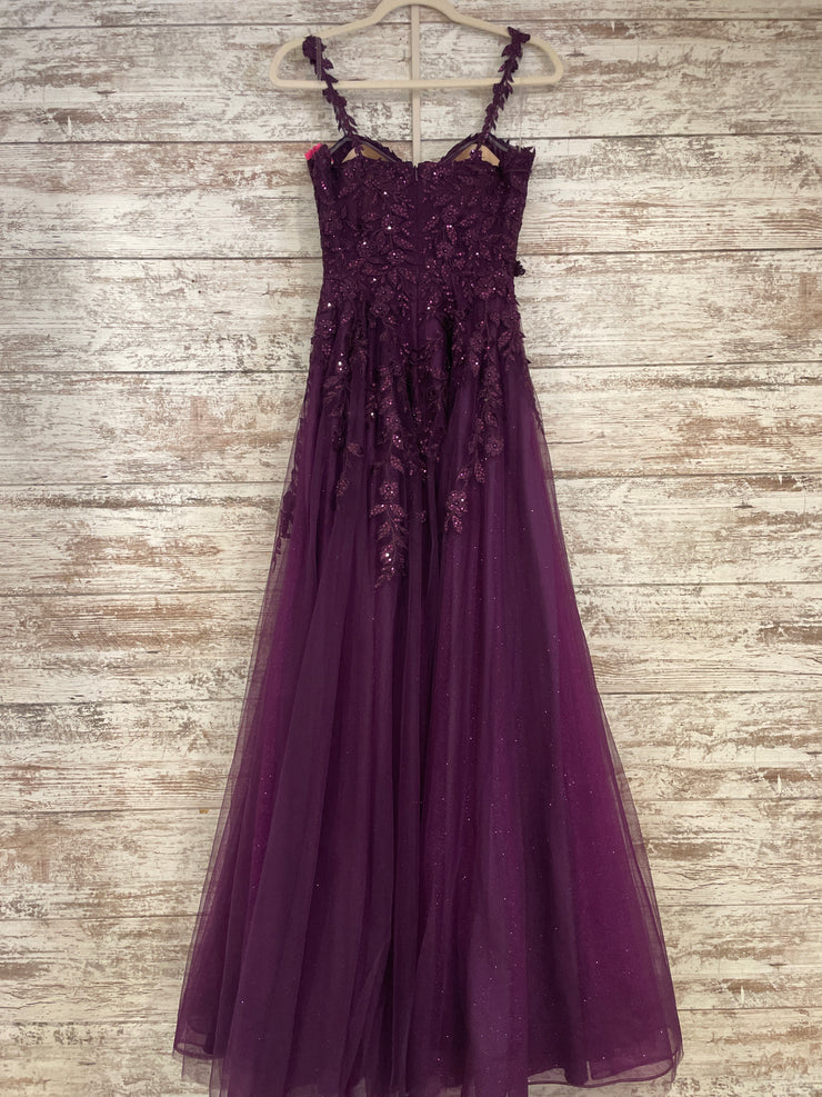 PURPLE/FLORAL A LINE GOWN